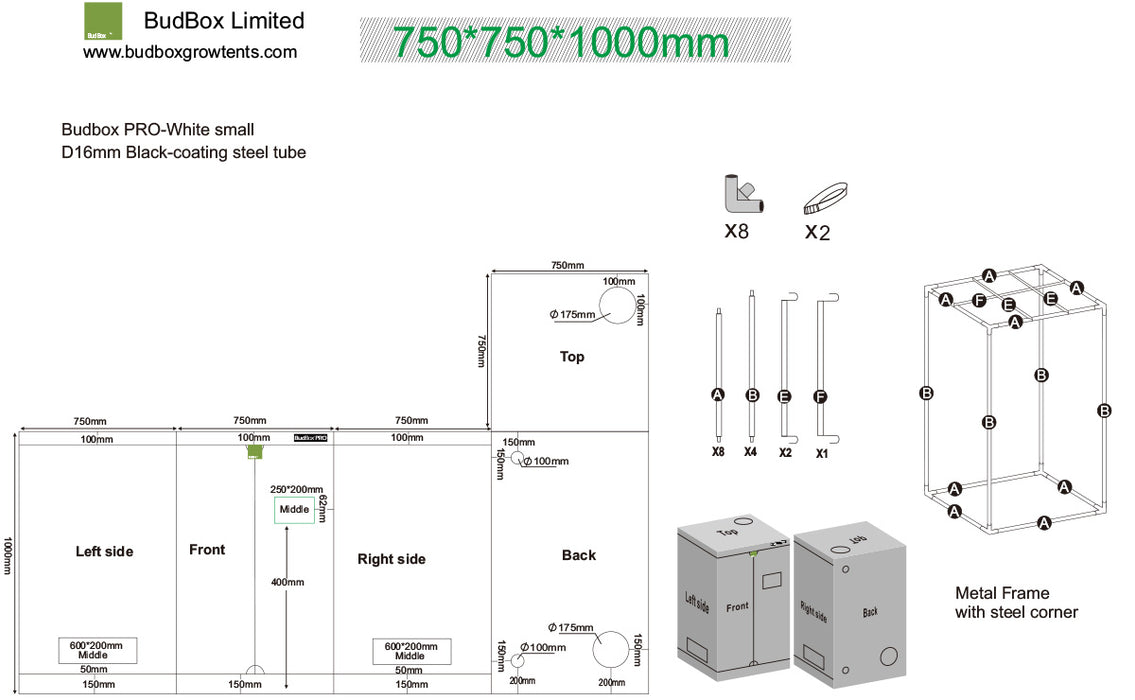 BudBox PRO 75 x 75 x 100cm
