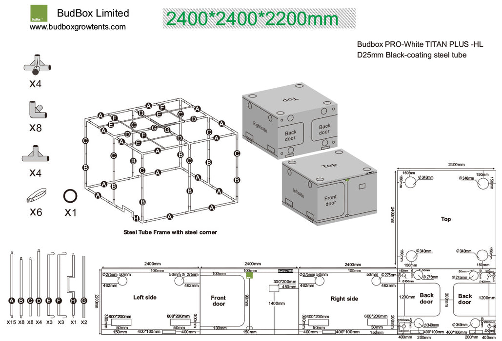 BudBox PRO 240 x 240 x 200cm or 220cm High