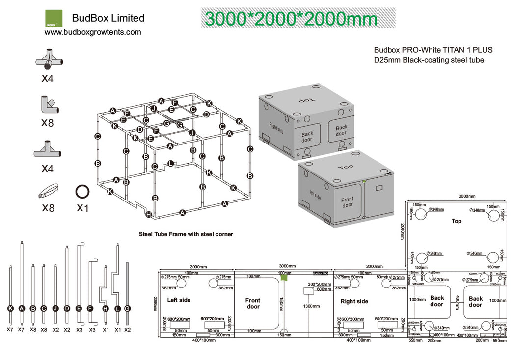 BudBox PRO 200 x 300 x 200cm or 220cm High