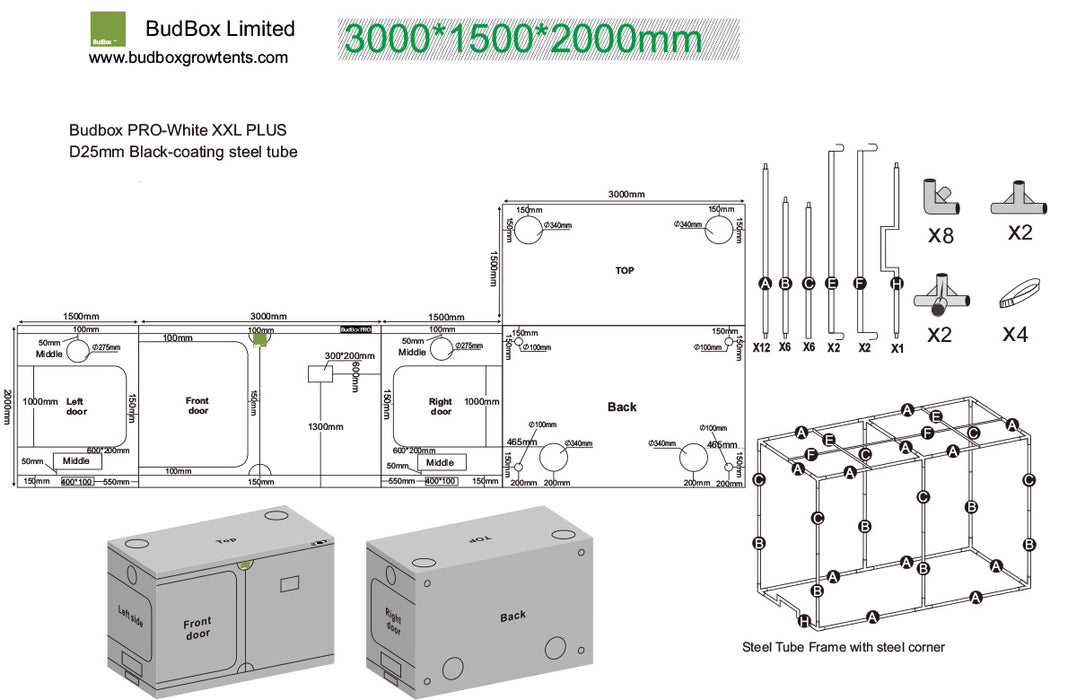 BudBox PRO 150 x 300 x 200cm or 220cm High